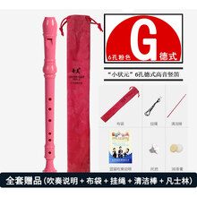 6孔8孔竖笛乐器初学入门小学生儿童高音德式英式六孔八孔笛子 (小状元6孔)德式高音粉色+【吹奏说明】