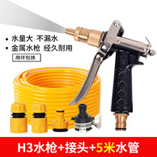 高压汽车洗车水枪家用全铜喷枪喷头浇花水管软管刷车用品防冻水带 H3水枪+5米圆管+塑料接头