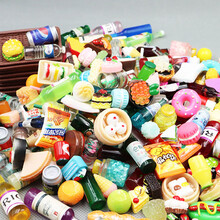 迷你微缩食玩娃娃超市饮料瓶食物水果蛋糕盲袋模型玩具场景小摆件 盲袋10个食物+10个瓶子不重复 +4个盘子