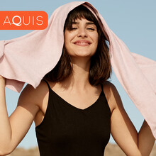 美国AQUIS\/婀秀思原装干发帽女护发超柔强吸水速干毛巾便携式擦头发Lisse干发巾【常规款】 【烟粉色】50*107cm 【Lisse系列】干发巾