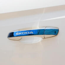 斯柯达柯米克拉手门碗 柯珞克门把手门腕外拉手盖外饰改装专用贴 柯米克【拉手】蓝钛