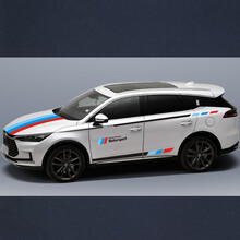 比亚迪唐DM车身拉花 唐二代车身腰线贴 个性装饰彩条 改装车贴纸 款式2 机盖贴+车身拉花(两侧)