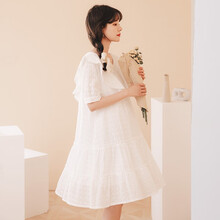 米度丽 孕妇连衣裙2021夏款宽松夏天裙子纯棉长款夏季洋气潮妈孕妇装夏装 白色 M