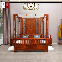 比艺 红木家具非洲花梨（学名：刺猬紫檀）四柱子雕花架子床中式仿古拔步床1.9米古典卧室双人床婚床 架子床208*188*215cm
