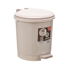 中跃家用升级版加厚双层脚踏垃圾桶 厨房卫生间翻盖脚踩带盖含内筒卫生桶 卡其色 中号8升