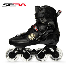 米高SEBA轮滑鞋溜冰鞋成人KSJ2平花鞋直排旱冰鞋花式要桩刹车款式 黑色KSJ2 39