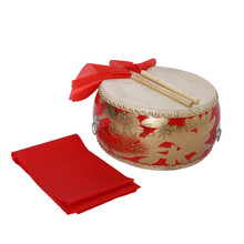 大鼓牛皮鼓中国红龙鼓红鼓成人儿童演出舞蹈课打节奏鼓扁堂鼓锣鼓 14寸实木龙鼓【45*25】+鼓棒