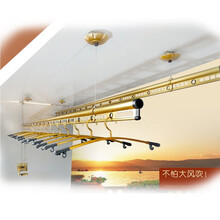 升降晾衣架 手摇 手摇晾衣架阳台双杆式单杆升降衣架晾衣杆晒衣架晒被子室内阳台晒被架手动齐纳蒂 金色双杆不含衣服架 2.4米不含衣服架