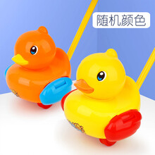 宝宝学步手推动物车手推儿童玩具推推乐带响铃单杆吐舌头学走路！ 推拉小鸭子（随机颜色）