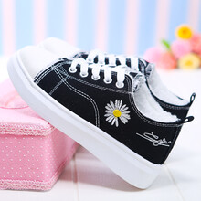 新款女童二棉鞋冬季加绒帆布鞋女冬天保暖儿童鞋小女孩休闲学生运动鞋 黑色偏小一码A 30