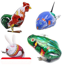 贝伦多上链发条玩具铁皮青蛙儿时怀旧国货 铁皮上链发条小青蛙跳复古玩具 青蛙+公鸡+兔子+老鼠