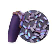 云钻美甲钻网红爆款极光平底幻彩透紫异形钻超闪水钻奢华百搭指甲饰品 2#长方形（1.7*3.8mm）20颗装