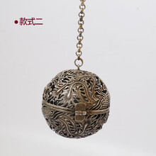 【曲美思】仿古香熏球白铜镀银可礼可挂放挂件工艺品摆件可定制 款式二