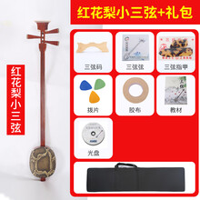 红木三弦乐器鸡翅酸枝黑檀大三弦紫檀专业评弹中三弦小三弦琴 红花梨小款【初学推荐】