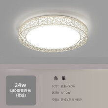 卧室灯LED吸顶灯具客厅圆形简约现代餐厅创意个性房间过道阳台灯 鸟巢27cm24w