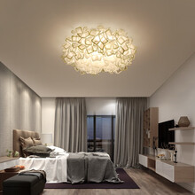 汉宫 led简约现代主卧室吸顶灯具花形温馨浪漫儿童房间客厅北欧灯饰 白色/53*25cm/无极24W