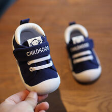 Helichong2020春秋新款儿童帆布鞋男童宝宝学步鞋男女童婴儿防滑软底运动鞋 藏青色 14码/内长12cm