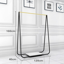 女服装店铺展示架落地式组合陈列货架金色挂衣服架子童装店铁衣架 侧挂长120cm高160cm