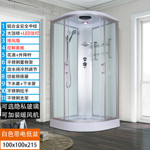淋浴房整体浴室一体式弧扇形家用隔断沐浴房卫生间洗澡房卫浴移门 100cm白色带电 可选黑色 含蒸汽