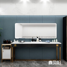 【免费发票】壁挂式理发镜台 理发店镜台  发廊专用现代实木带灯理发台 简约美发店烫染网红剪发镜子 新款挂壁式镜台 官方标配