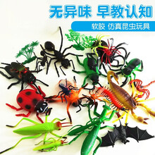 大号软胶仿真昆虫玩具模型蚂蚁蝎子蜘蛛鳄鱼蛇儿童认知套装儿童节礼物 10大+12小昆虫(有蝙蝠)