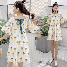 孕妇装夏装时尚潮妈春夏季中长款外穿孕妇裙夏天大码孕妈装宽松舒适孕妇连衣裙子新款 黄色 L