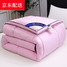 钱后 被子春秋被 冬天大豆纤维棉被芯加厚保暖单双人盖被宿舍春秋季太空被丝绵褥子 纯色立体边-粉色 200x230cm-8斤