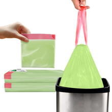 锐王 自动收口垃圾袋加厚手提式 45cm*50cm*30只实惠装办公家庭厨房清洁袋 穿绳垃圾袋绿色2包60只