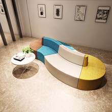 异形阅览室双面沙发组合美容院等待区服装店休息区沙发培训中心图书馆休闲区办公室会客厅接待区个性沙发组合 组合1（不含茶几）