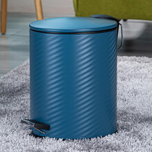 潮東潮西 垃圾桶 5升缓降静音深蓝色脚踏款 带盖家用客厅卧室卫生间小号垃圾筒