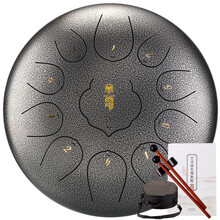 华蜀 空灵鼓15音新升级13音11音12寸莲花款色空鼓打击乐器手碟忘忧钢舌鼓初学者专业手敲乐器 新款莲花款11音 花银色