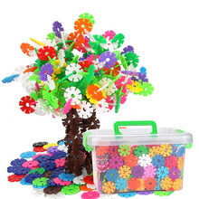 儿童雪花片积木玩具大号无磁力塑料拼插男女孩1-2儿童3-6周岁益智玩具 经典色3CM雪花片300片收纳盒+图纸