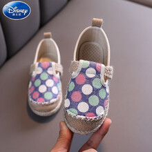 迪士尼【特价捡漏】女童帆布鞋秋季新款绣花鞋汉服鞋子儿童宝宝一脚蹬透气室内鞋布鞋夏天小孩子穿的 2001#蓝色 32码/内长约19.8cm
