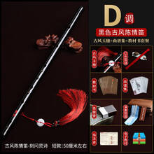 陈情令同款笛子竹笛初学乐器女生自学横笛精制演奏笛子 陈情+问灵诗【D】(古风玉穗+曲谱集+教材书套餐