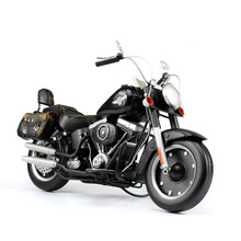 1:6 摩托车模型合金仿真哈雷复古摆件金属铁皮车创意家居装饰品送领导礼品 黑色有挎包送挂件