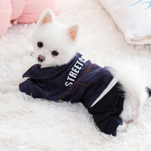 Innopet   秋冬四脚衣 狗狗衣服冬装四脚泰迪秋冬装小狗小型犬幼犬比熊博美猫咪 （秋冬加绒）牛仔四脚 2号:S(建议3-5斤）里面带绒