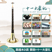 宏艺凤鸣唢呐乐器全套乌木木演奏考级d调初学者入门喇叭 乌木D 调唢呐黄碗+11大无唢呐包