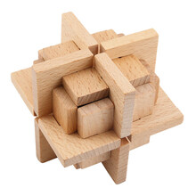 鲁班锁圆球 四方锁孔明锁高难度榫卯单个诸葛锁圆球形木质力玩具 榉木准心