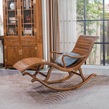 寻古红木家具非洲鸡翅木（学名：非洲崖豆木）摇摇椅实木新中式逍遥椅老人午休睡躺椅阳台客厅休闲椅Q 长62*宽156*坐高40(总高98)cm