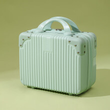 AODAISI复古手提化妆箱14英寸小行李箱女伴手礼轻便皮箱登机旅行箱子 浅蓝色 14寸多功能化妆箱