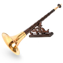 米囹 唢呐乐器全套初学者成人演奏乌木D调纯铜大小号 乌木降A+