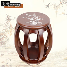 实木古筝座椅公主凳子古典家用专用木凳古风凳琴凳单人櫈 楠木色印花