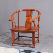 梨言 红木家具非洲花梨（学名：刺猬紫檀）仿古圈椅 实木太师椅三件套 皇宫椅三件套 单椅（长60*宽50*高89cm）