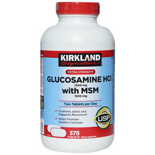 Kirkland柯克兰氨糖软骨素维骨力片盐酸氨基葡萄糖中老年补钙片强骨力关节宝美国原装进口保健品 375粒*1瓶