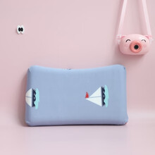 全棉针织0-2岁婴儿防偏头定型乳胶枕头3-10岁儿童乳胶枕 （高款）梦帆船