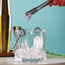 送冰夹玻璃冰桶保温红酒啤酒冰桶家用KTV酒吧大小号欧式冰块香槟桶 八角冰桶 送冰夹 900ML