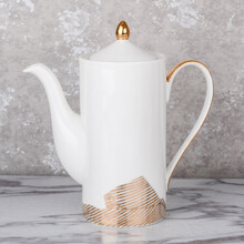 北欧风格创意简约金边咖啡壶 陶瓷糖罐奶罐配套器具欧式茶壶 斑马金咖啡壶