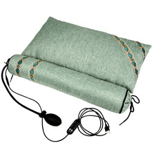 绿源堂 多功能艾草颈椎枕头天然艾叶枕养生加热圆柱护颈枕 成人睡眠枕