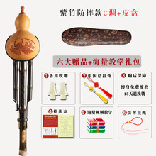新手练习初学者葫芦丝c/降b演奏型乐器初学儿童小学生防摔双音胡芦丝乐器 紫竹防摔款c+皮盒