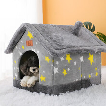同心惢猫窝猫房子狗窝冬季保暖小型犬泰迪四季通用可拆洗狗屋宠物窝 星空款L号【53x43x46适合28斤以内的】
